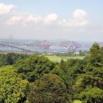 Forth Rail and Road bridges from roof of Keep