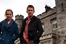 The 'Good Luck Charlie' cast stand in front of the Castle.